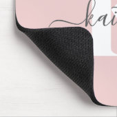 Elegantes Blush Pink Gray Script Monogram Mousepad (Ecke)