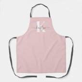 Elegantes Blush Pink Gray Script Monogram Schürze (Vorderseite)