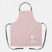 Elegantes Blush Pink Gray Script Monogram Schürze (Vorderseite)
