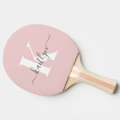 Elegantes Blush Pink Gray Script Monogram Tischtennis Schläger (Seitenansicht)