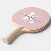 Elegantes Blush Pink Gray Script Monogram Tischtennis Schläger (Vorderseite)