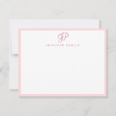 Elegantes Blush Pink Handschrift Name Text Monogra Mitteilungskarte (Vorderseite)