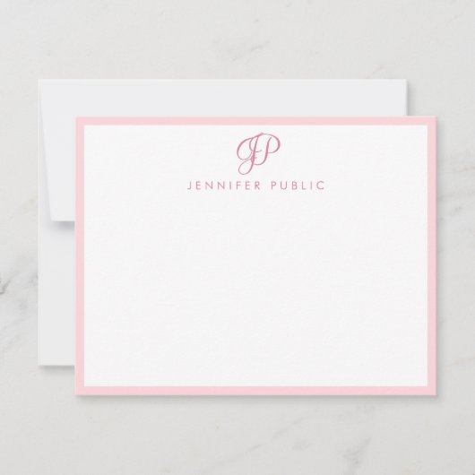 Elegantes Blush Pink Handschrift Name Text Monogra Mitteilungskarte (Vorderseite)