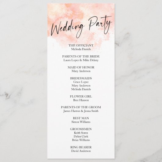 Elegantes Blush Pink-Hochzeitsprogramm Programm (Rückseite)