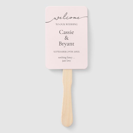 Elegantes Blush Pink Modernes Script Hochzeitsprog Fächer (Vorderseite)