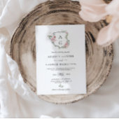 Elegantes Blush Pink Monogram Wappen Wedding Einladung