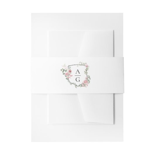 Elegantes Blush Pink Monogram Wappen Wedding Einladungsbanderole (Vorderseite Beispiel)