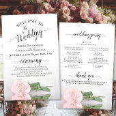 Elegantes Blush Pink Rose Budget Hochzeitsprogramm