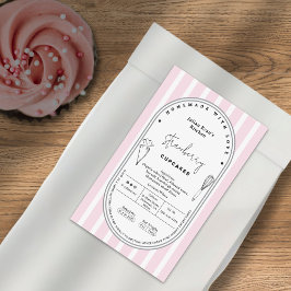Elegantes Blush Pink Stripe Bäckerei Hütte Label Rechteckiger Aufkleber