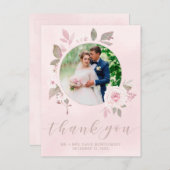 Elegantes Blush Rose Floral Wedding Foto Vielen Da Postkarte (Vorne/Hinten)
