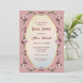 Elegantes Blush Rose Rokoko Brautparty Einladung (Stehend Vorderseite)