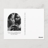 Elegantes Blush-Script-Foto Hochzeit Speichern Sie Postkarte (Rückseite)