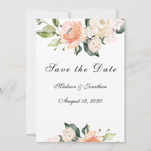 Elegantes Blush-Script Save The Date (Vorderseite)