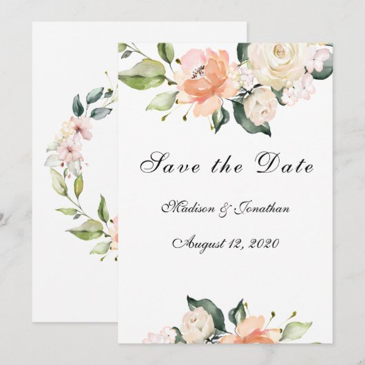 Elegantes Blush-Script Save The Date (Vorne/Hinten)