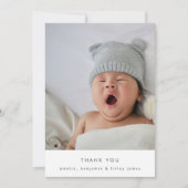 Elegantes Blush Texture Minimal einfaches Baby Fot Dankeskarte (Vorderseite)
