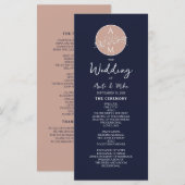Elegantes Blush und Navy Blue Script Hochzeitsprog Programm (Vorne/Hinten)