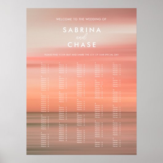 Elegantes Blush Wasserfarbe Alphabetisches Hochzei Poster (Vorne)
