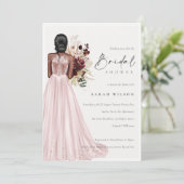 Elegantes Blush Wedding Gown Brautparty laden Dankeskarte (Stehend Vorderseite)