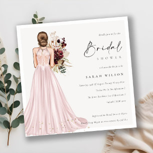 Elegantes Blush Wedding Gown Brautparty laden Dankeskarte
