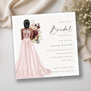 Elegantes Blush Wedding Gown Brautparty laden Dankeskarte
