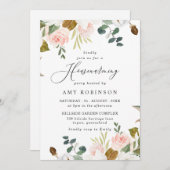 Elegantes Blush & White Floral Housewarming Party Einladung (Vorne/Hinten)