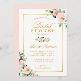 Elegantes Blushing Pink Floral Gold Brautparty Einladung