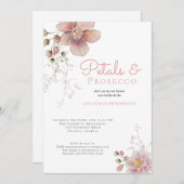 Elegantes Blütenblättern und Prosecco-Brautparty Einladung (Vorne/Hinten)