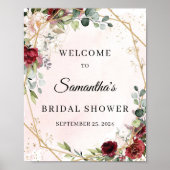 Elegantes Blütenbord-Goldschild Poster (Vorne)