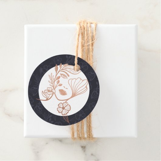 Elegantes Blütenschwarzes Logo Geschenkanhänger (Beispiel)