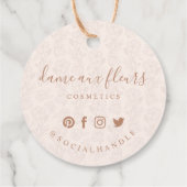 Elegantes Blütenschwarzes Logo Geschenkanhänger (Rückseite)