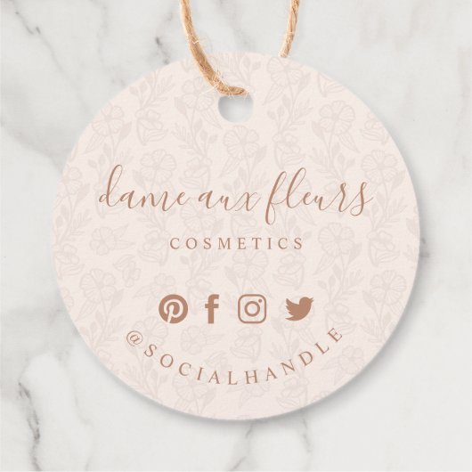 Elegantes Blütenschwarzes Logo Geschenkanhänger (Rückseite)