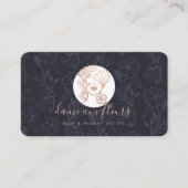 Elegantes Blütenschwarzes Logo Visitenkarte (Vorderseite)