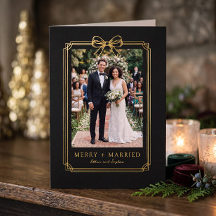 Elegantes Bogen-Design Frohe und Verheiratete Foto