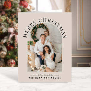 Elegantes Bogen-Foto Frohe Weihnachten Taupe