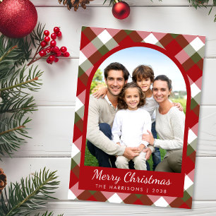 Elegantes Bogen-Foto-Karo-Weihnachten Feiertagskarte