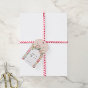 Elegantes Bohemian Blumen Baby Shower Monogramm Geschenkanhänger