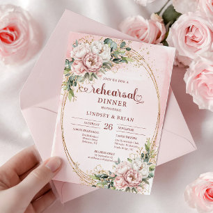 Elegantes Bohemian-Rosa-Grün für die Probe Einladung