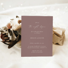 Elegantes Bohemisch Dusty Lila Probe Abendessen Einladung