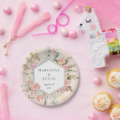 Elegantes Bohemisch Floral Monogramm Pappteller (Party)