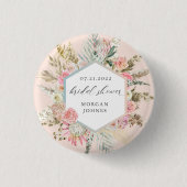 Elegantes Bohemisches Brautparty mit Blumen Button (Vorderseite)