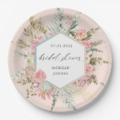 Elegantes Bohemisches Brautparty mit Blumen Pappteller (Vorderseite)