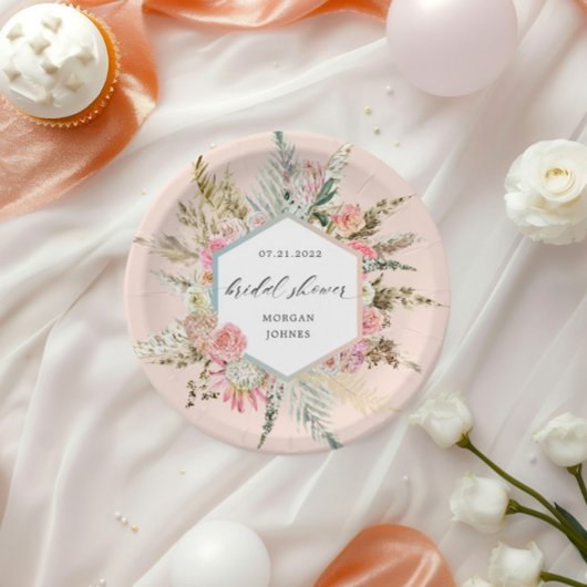 Elegantes Bohemisches Brautparty mit Blumen Pappteller