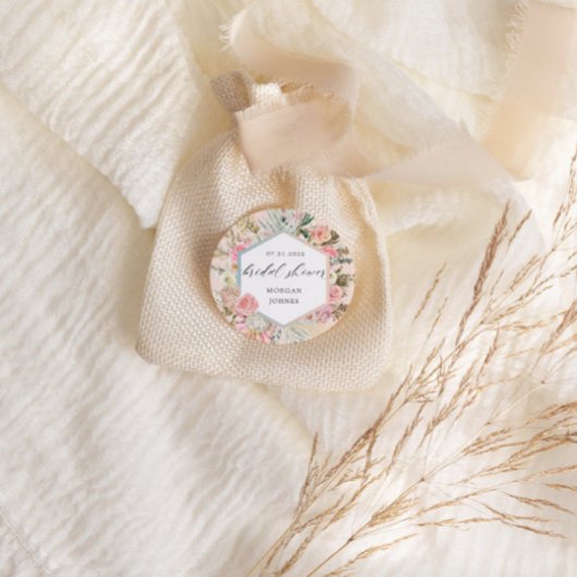 Elegantes Bohemisches Brautparty mit Blumen Runder Aufkleber