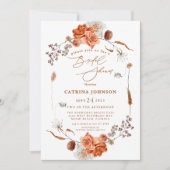 Elegantes Bohemisches Burnt Orange Brautparty Einladung (Vorderseite)