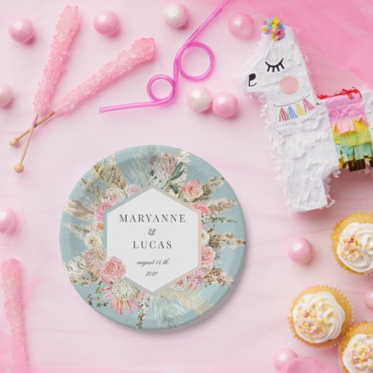 Elegantes Bohemisches Monogramm-Papier Pappteller (Party)