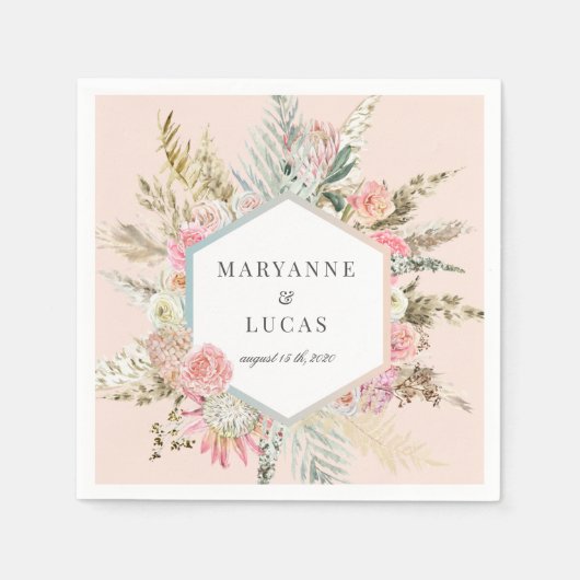 Elegantes Bohemisches Monogramm Serviette (Vorderseite)