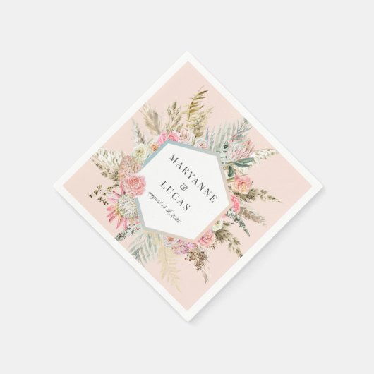 Elegantes Bohemisches Monogramm Serviette (Ecke)