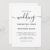 Elegantes Bohemisches Script Minimalistisch Weddin Einladung (Vorne/Hinten)