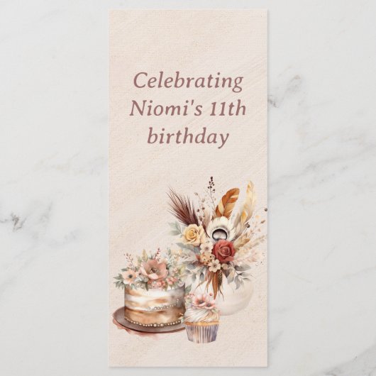 Elegantes Bohemisches Spring Tea Party Menükarte (Rückseite)