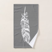 Elegantes Bohemisches Tribal Feathers & Gray Badhandtuch Set (Handtuch)